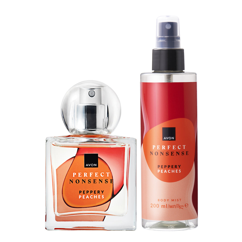 Perfect Nonsense Peppery Peaches Fragrance Body Set Avon UK