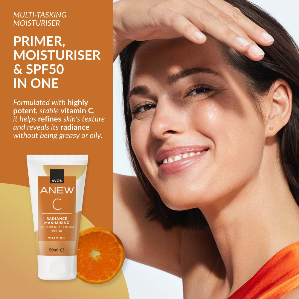 Anew Radiance Maximising Lightweight Cream SPF 50 - 50ml | Skincare | AVON UK Anew Radiance Maximising Lightweight Cream SPF 50 - 50ml | Skincare | AVON UK