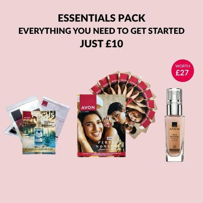 Avon Rep Essential Pack with everything you need to get started for just £10. Includes brochures, order forms and product worth £27.