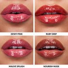 Avon Make Up +Care Peptide Serum Lip Gloss swatches on lips.