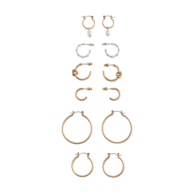 Rhea 6-Piece Mixed Hoop Earring Set