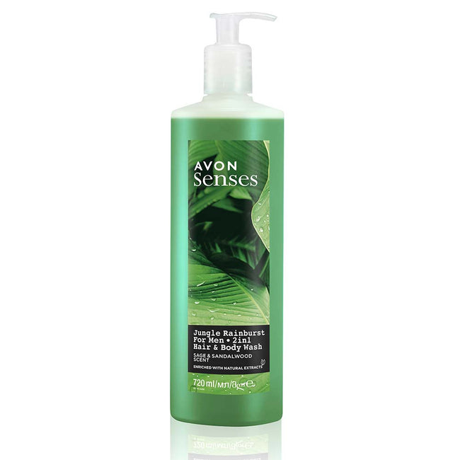 Senses Jungle Rainburst Hair & Body Wash: Sage & Sandalwood - 720ml