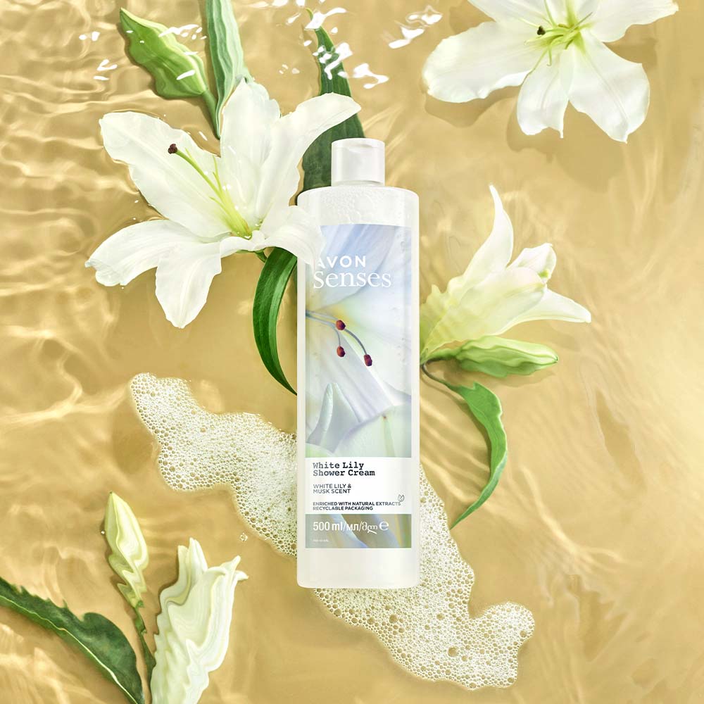 avon bubble bath white lily Senses | White Lily Shower Cream: White Lily & Musk - 500ml | Toiletries