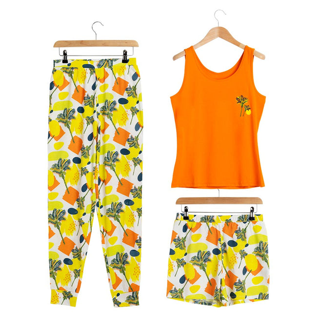 Tropical Print 3-Piece PJ Set