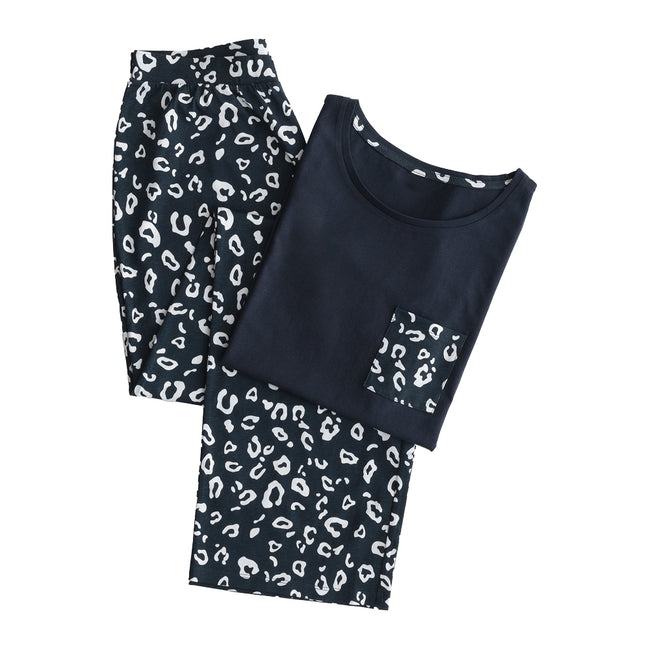 Leopard Print Short Sleeve Straight Leg PJs
