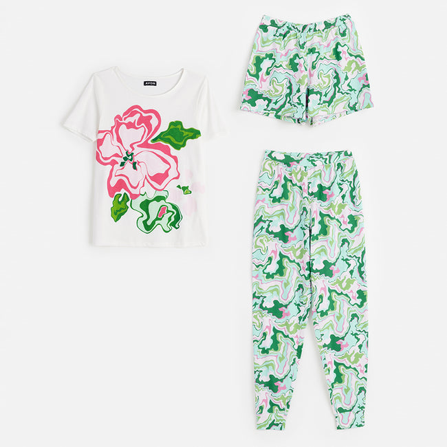 Floral 3-Piece PJs Set