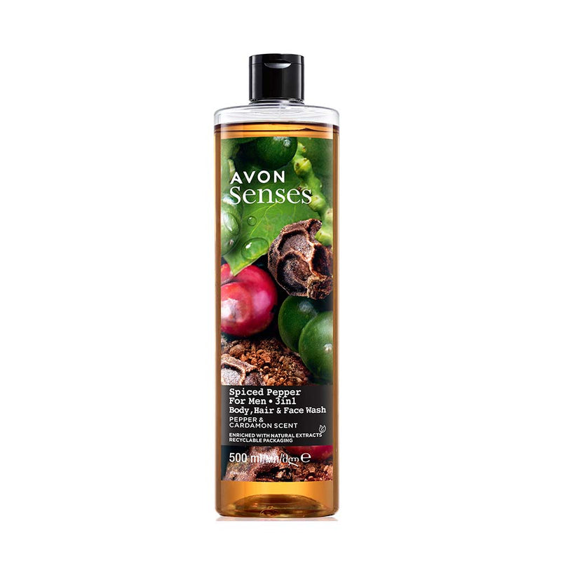 Senses Spiced Pepper Body, Hair & Face Wash Toiletries AVON UK
